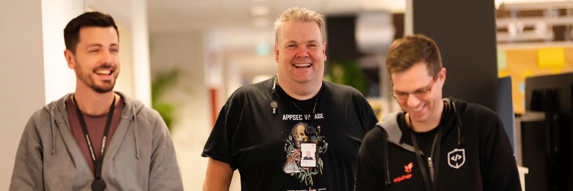 Members of the Equinor AppSec-team walking through the office