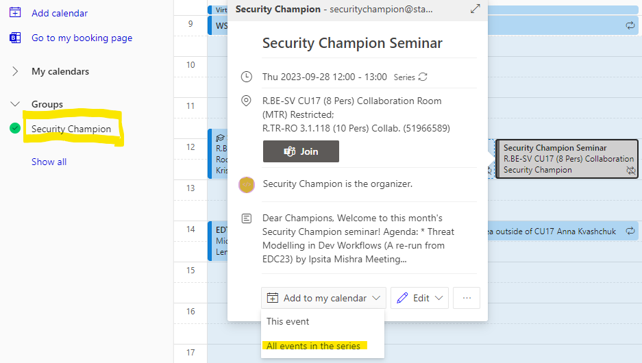 Security Champion Calendar