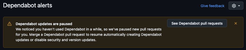 Dependabot updates are paused
